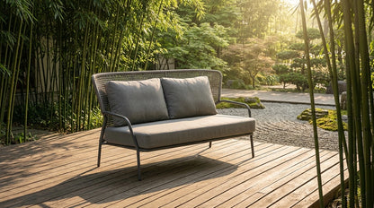 Canapé de jardin aluminium résine ronde mantis grey
